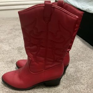Anthropologie red cowboy boots, worn once